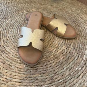 Sandalias Planas Estilo H – Dorado